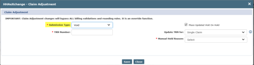 Claim Adjustment Window